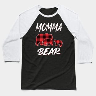 Momma Bear Red Plaid Christmas Pajama Matching Family Gift Baseball T-Shirt